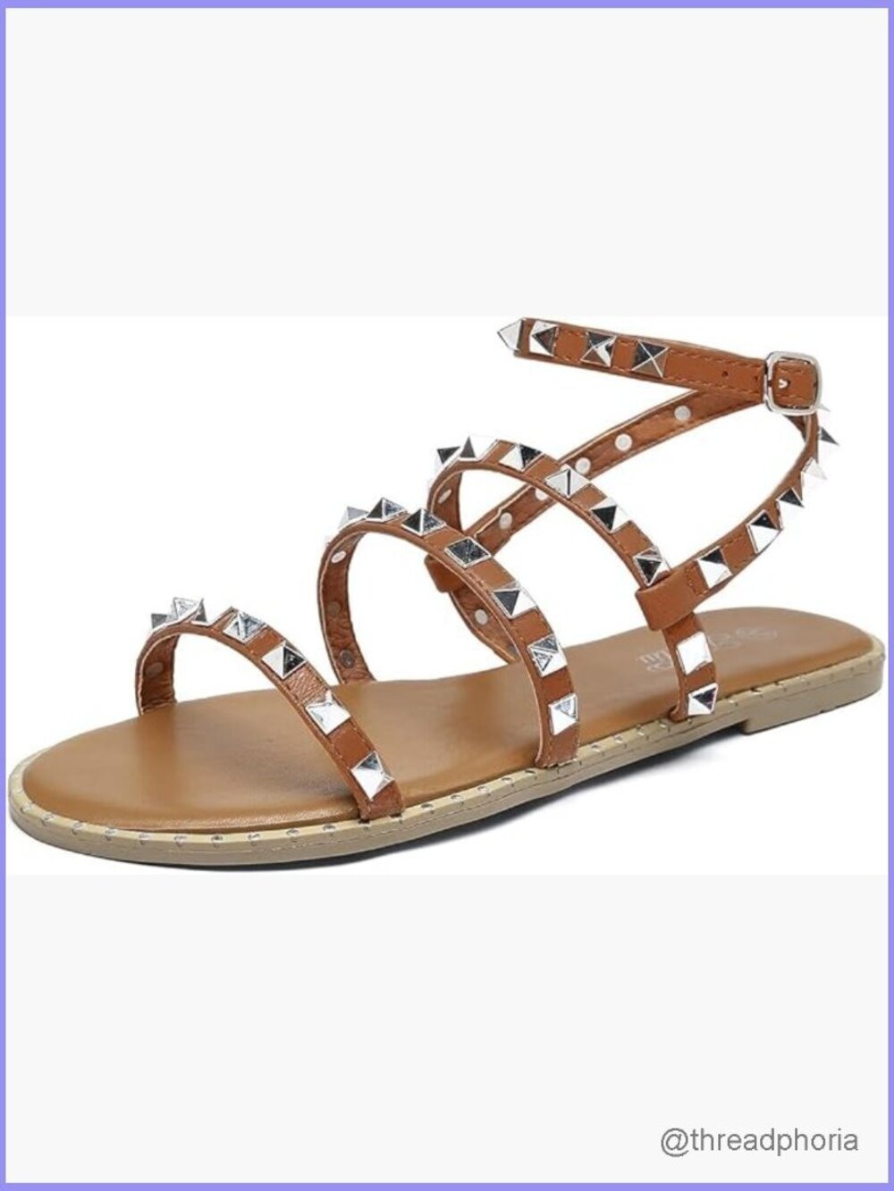 Strappy Studded Flat Sandals Gladiator Sandals w/ Ankle Strap